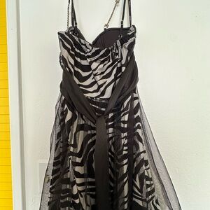 Sparkly Zebra Print Black and White Dress school dance